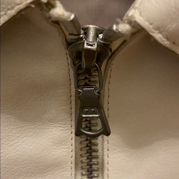 Rugby White Leather Bomber Jacket - Picture 5 of 9